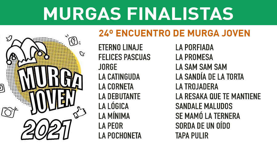 Listado de murgas finalistas del concurso Murga Joven 2021