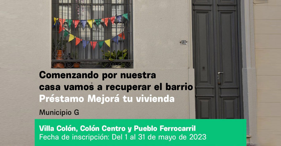 Préstamo "Mejorá tu vivienda" en Colón, Villa Colón y Pueblo Ferrocarril