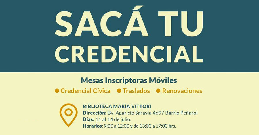 Sacá tu credencial en la Biblioteca María Vottori