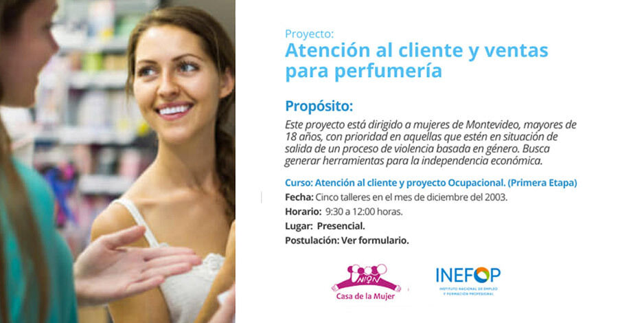 Curso de atención al cliente y ventas para perfumería de INEFOP