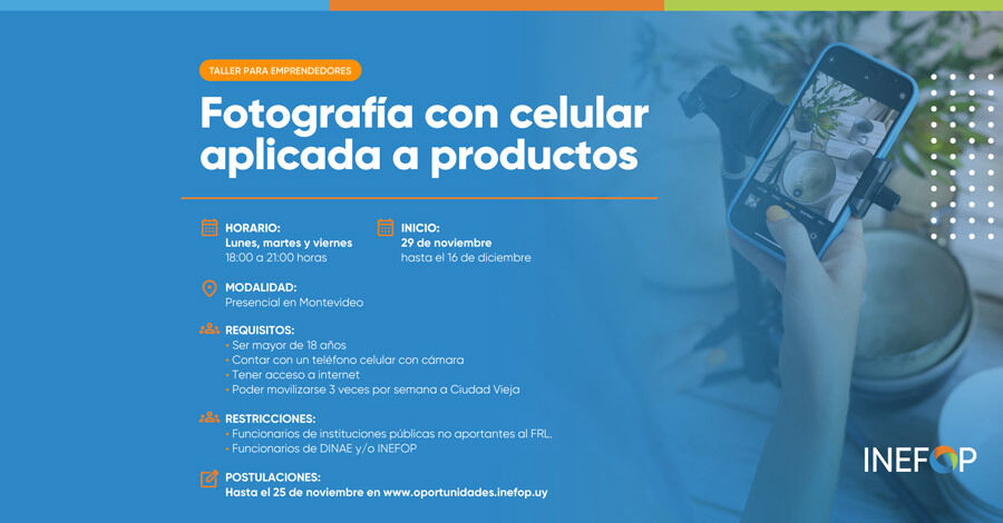 Taller de fotografía enfocado a productos para emprendedores