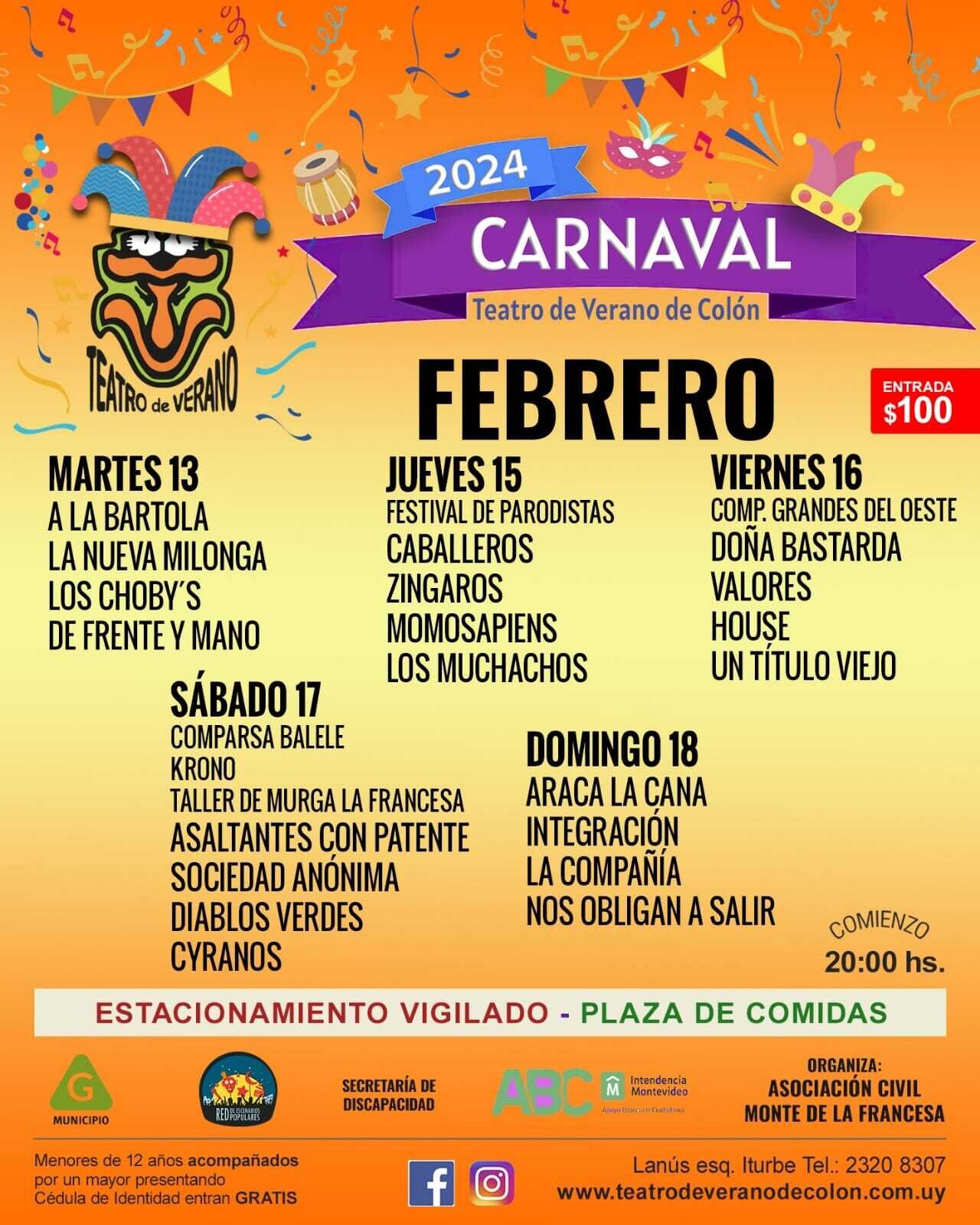 afiche de la programacion de los dias 13 15 16 17 18