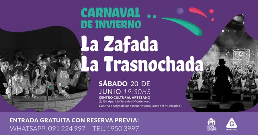 Carnaval de Invierno con la presentación de la Murga La Zafada y La Trasnochada en el Centro Cultural Artesano