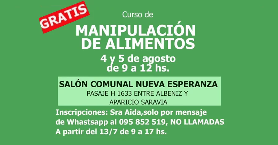 Curso de Manipulación de Alimentos en el Salón Comunal Nueva Esperanza