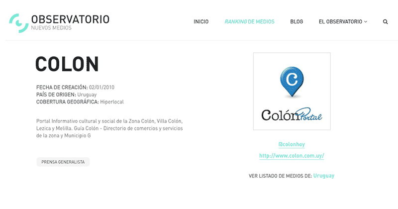 Colon Portal de Uruguay destacado en Europa