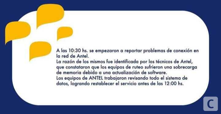 antel interrupcion internet