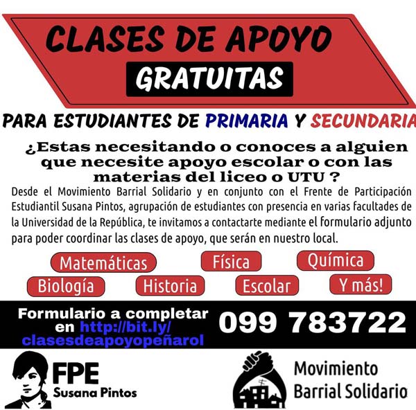 afiche clases de apoyo gratuitas