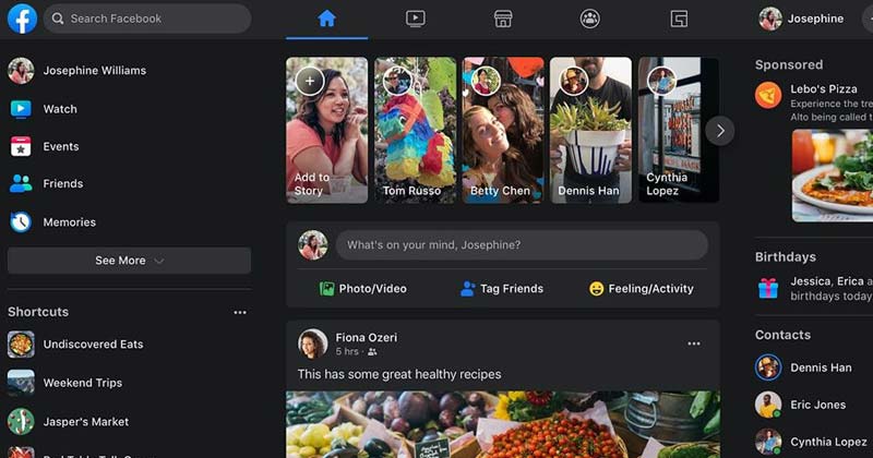facebook modo oscuro